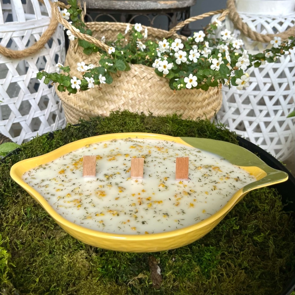 Lemon 3 Wick Citronella Lemongrass bug repellent candle